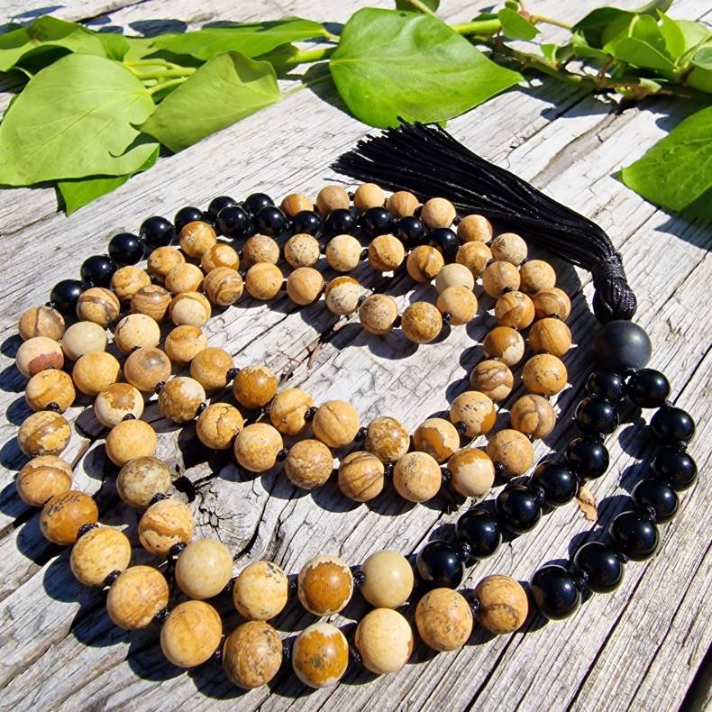 Natur/sort unisex mala, 8mm