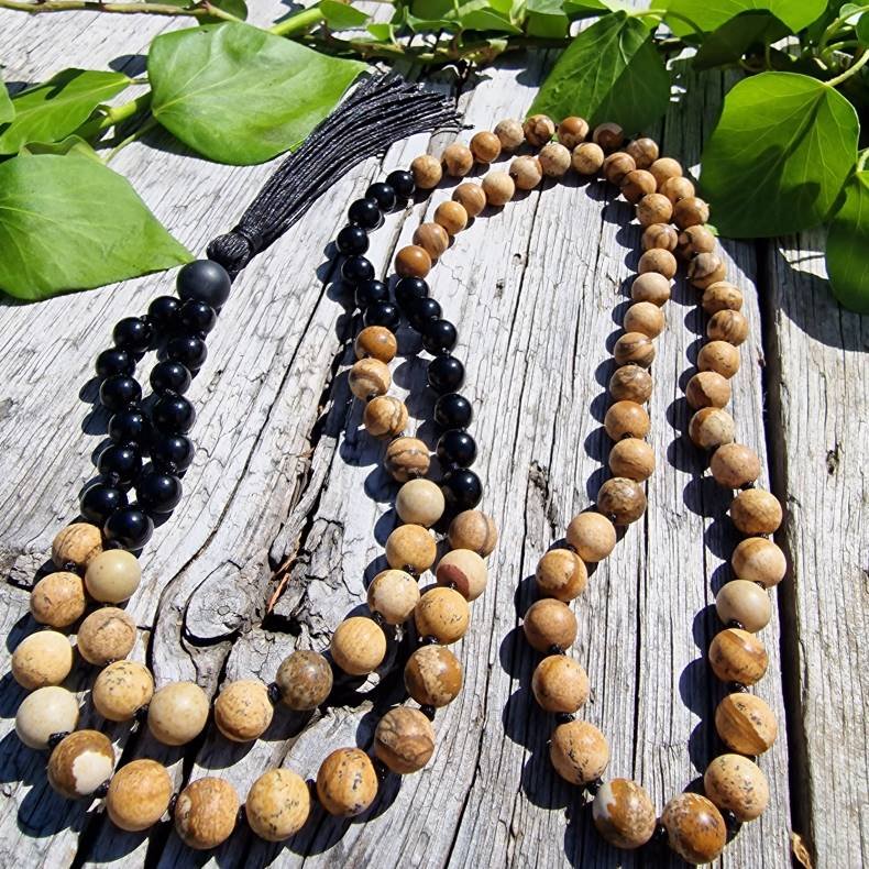 Natur/sort unisex mala, 8mm