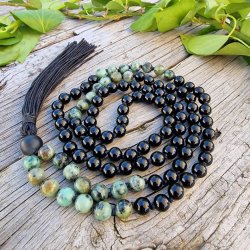 Onyx/turkis unisex mala 8mm