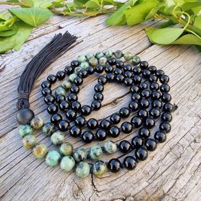 Onyx/turkis unisex mala 8mm
