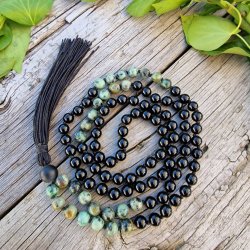 Onyx/turkis unisex mala 8mm