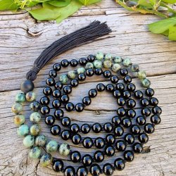 Onyx/turkis unisex mala 8mm