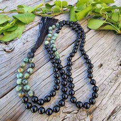 Onyx/turkis unisex mala 8mm