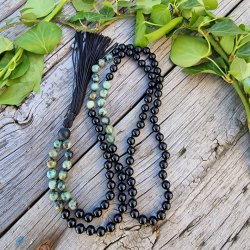 Onyx/turkis unisex mala 8mm