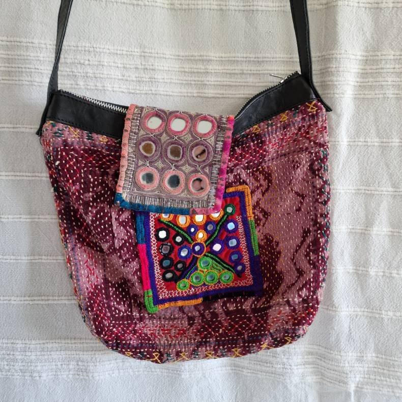 Bld spejl taske med lilla toner