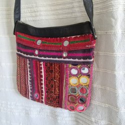 Jordfarvet unik vintage spejl taske