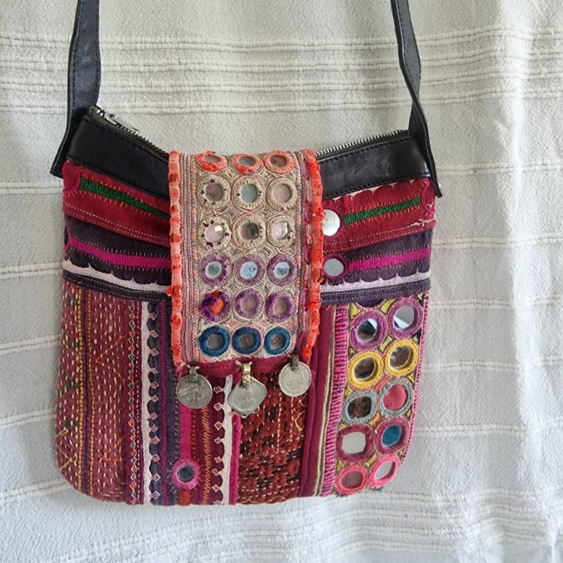 Jordfarvet unik vintage spejl taske