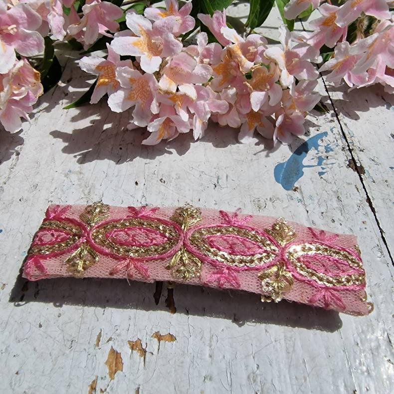 Rosa Boho hrpynt med 8 cm spnde