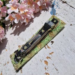 Grn Boho hrpynt med 8 cm spnde