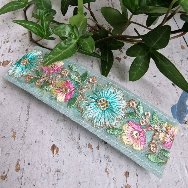 Turkis blomst hrpynt med 10 cm spnde No.41