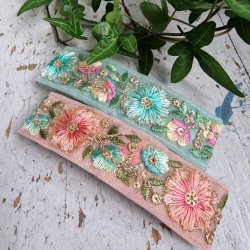 Turkis blomst hrpynt med 10 cm spnde No.41