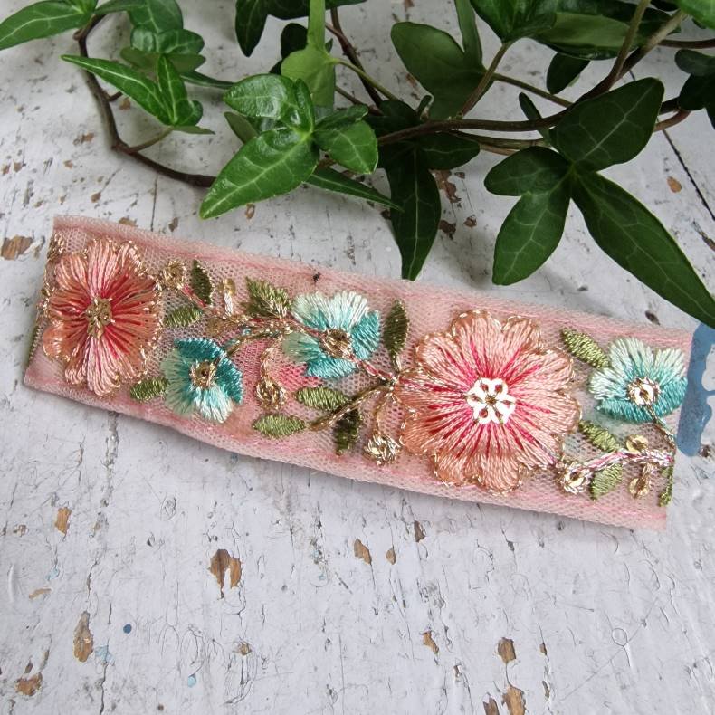 Rosa blomst hrpynt med 10 cm spnde No.1