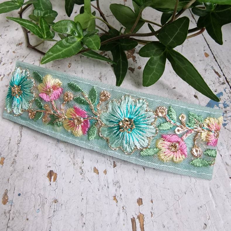 Turkis blomst hrpynt med 10 cm spnde No.41