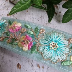 Turkis blomst hrpynt med 10 cm spnde No.41