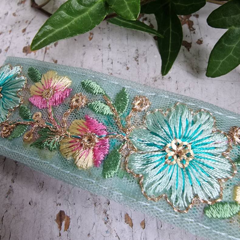 Turkis blomst hrpynt med 10 cm spnde No.41