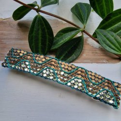 Guld/turkis hrpynt med 10 cm spnde No.42