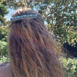 Guld/turkis hrpynt med 10 cm spnde No.42