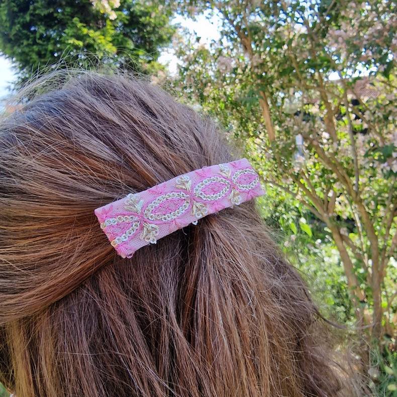 Rosa Boho hrpynt med 8 cm spnde