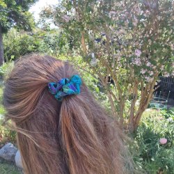 Scrunchies gr/hvid vintage silke Small