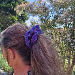 Scrunchies rhvid/gr vintage silke Medium 