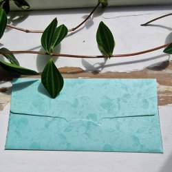 Kuvert Lys turkis med guld mnster