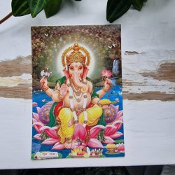 Ganesha pink lotus postkort