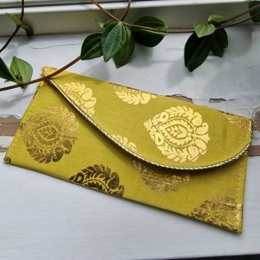 Limegrn Stof pengegave kuverttaske