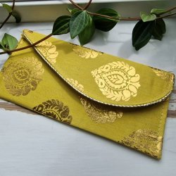 Limegrn Stof pengegave kuverttaske