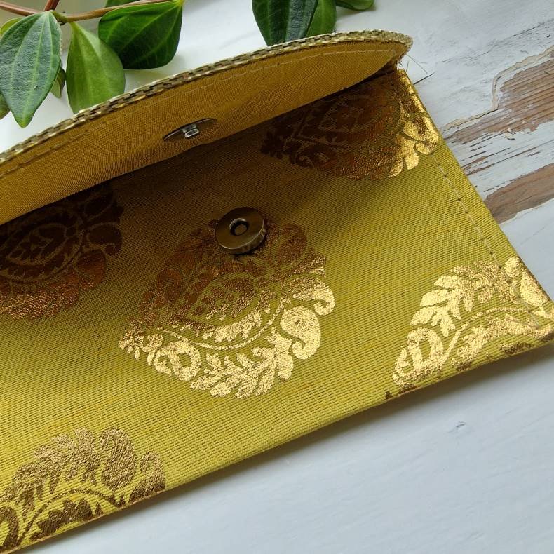 Limegrn Stof pengegave kuverttaske