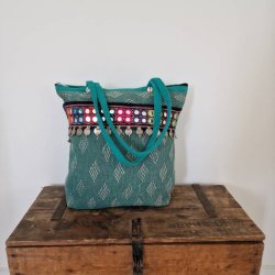 Vintage kantha taske grn