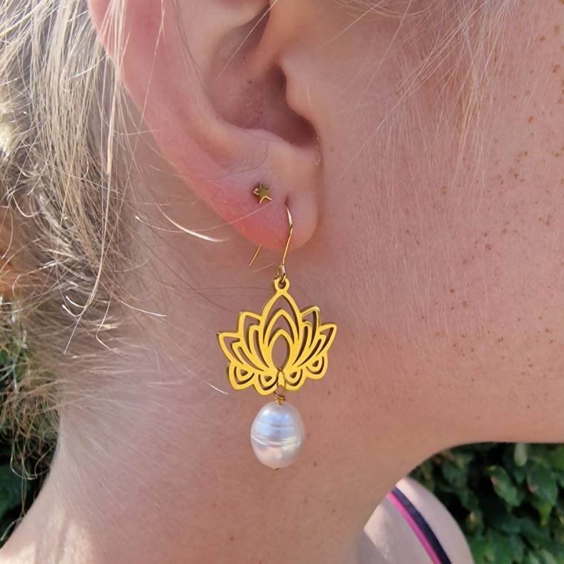  Lotus med stor ferskvandsperle G