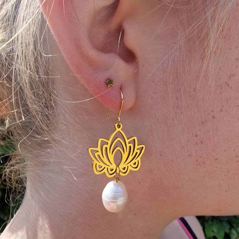  Lotus med stor ferskvandsperle G