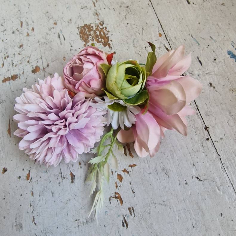 Grn/rosa/lilla blomster 10 cm spnde