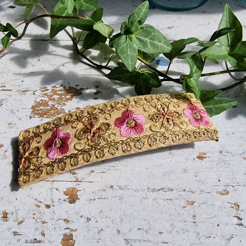 Natur/pink hrpynt med 10 cm spnde No.89