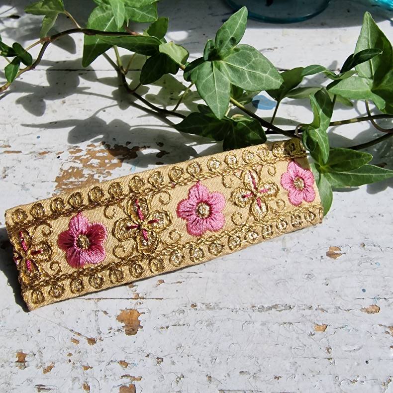 Natur/pink hrpynt med 10 cm spnde No.89