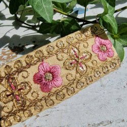 Natur/pink hrpynt med 10 cm spnde No.89