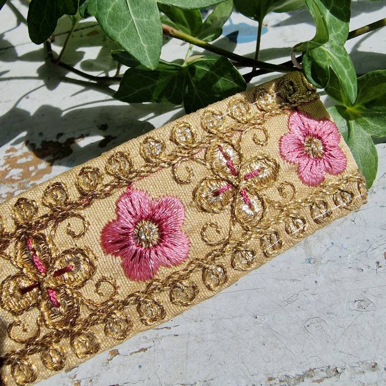 Natur/pink hrpynt med 10 cm spnde No.89