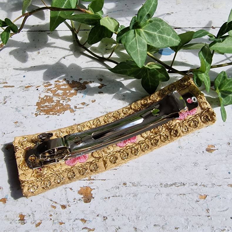 Natur/pink hrpynt med 10 cm spnde No.89