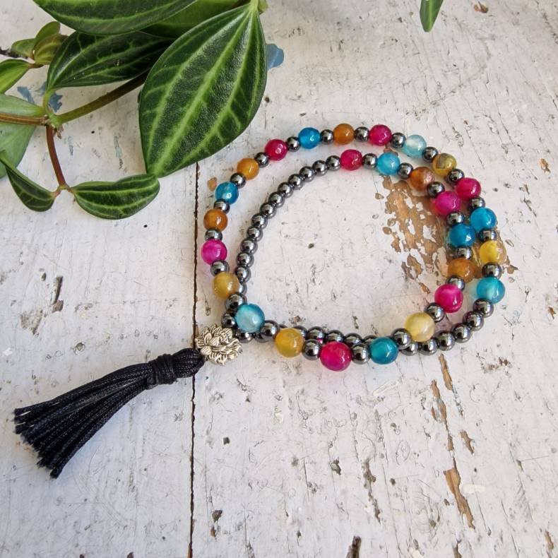 Mala braclet farvet agate