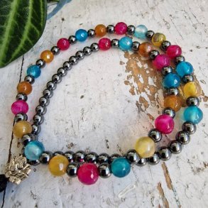 Mala braclet farvet agate