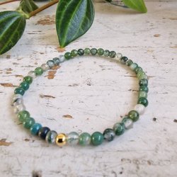 Pari armbnd Moss agate 4 mm
