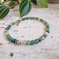 Pari armbnd Moss agate 4 mm