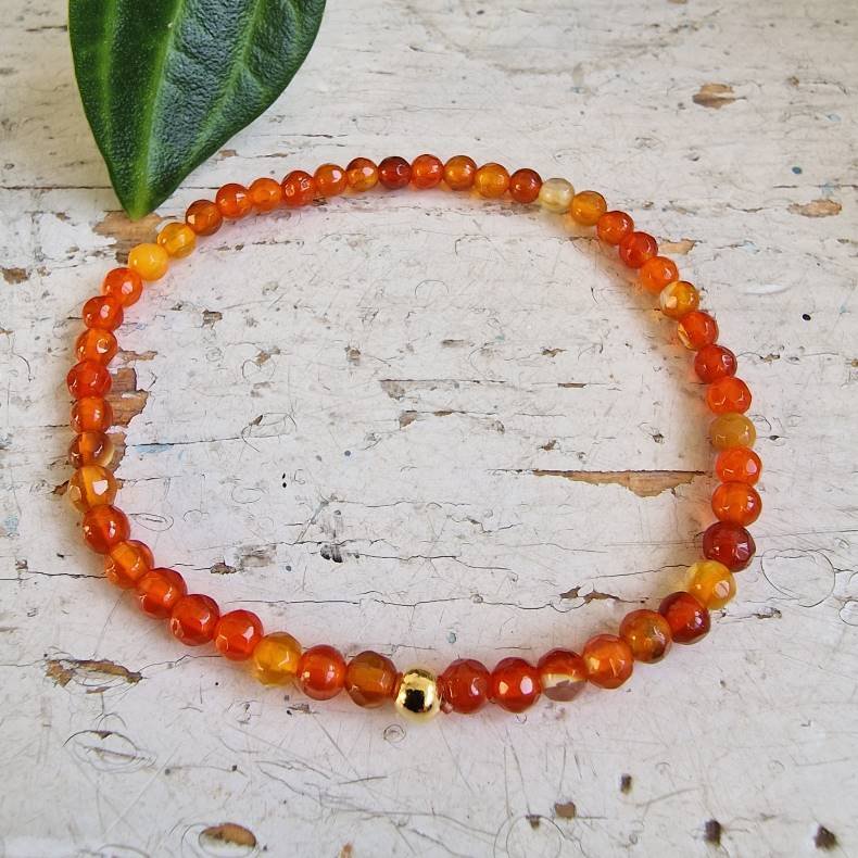 Pari armbnd orange agate facet 4 mm