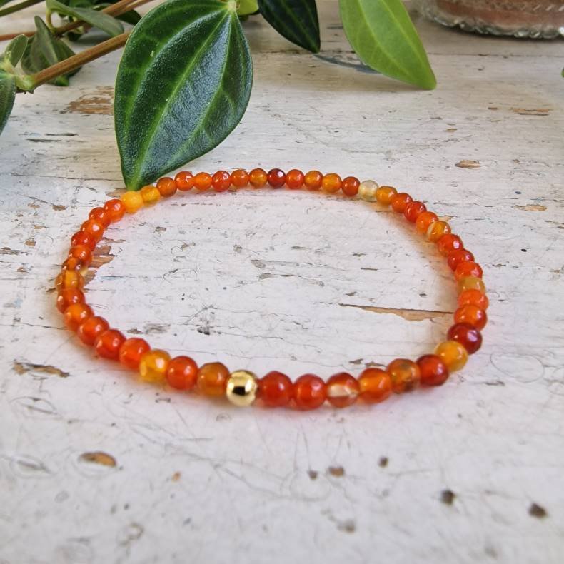 Pari armbnd orange agate facet 4 mm