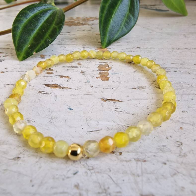 Pari armbnd gul agate facet 4 mm