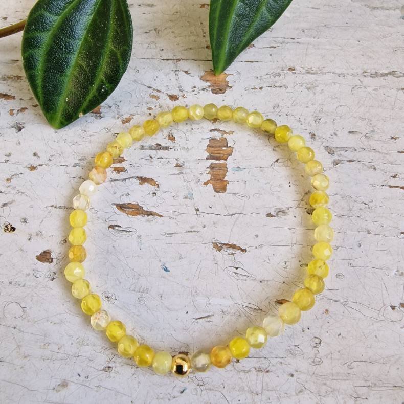 Pari armbnd gul agate facet 4 mm