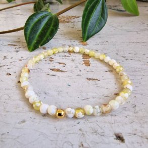 Pari armbnd gul/hvid agate facet 4 mm