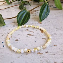 Pari armbnd gul/hvid agate facet 4 mm