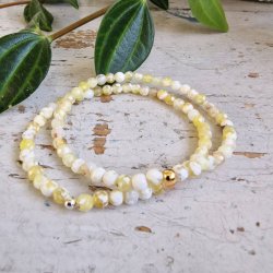 Pari armbnd gul/hvid agate facet 4 mm