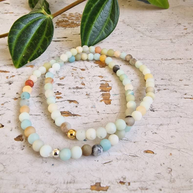 Pari armbnd amazonit mat 4 mm